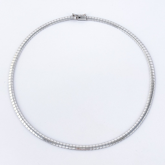 AS IS Vintage Italy Sterling Silver 925 4.2mm Omega Necklace 16" - Picture 2 of 7